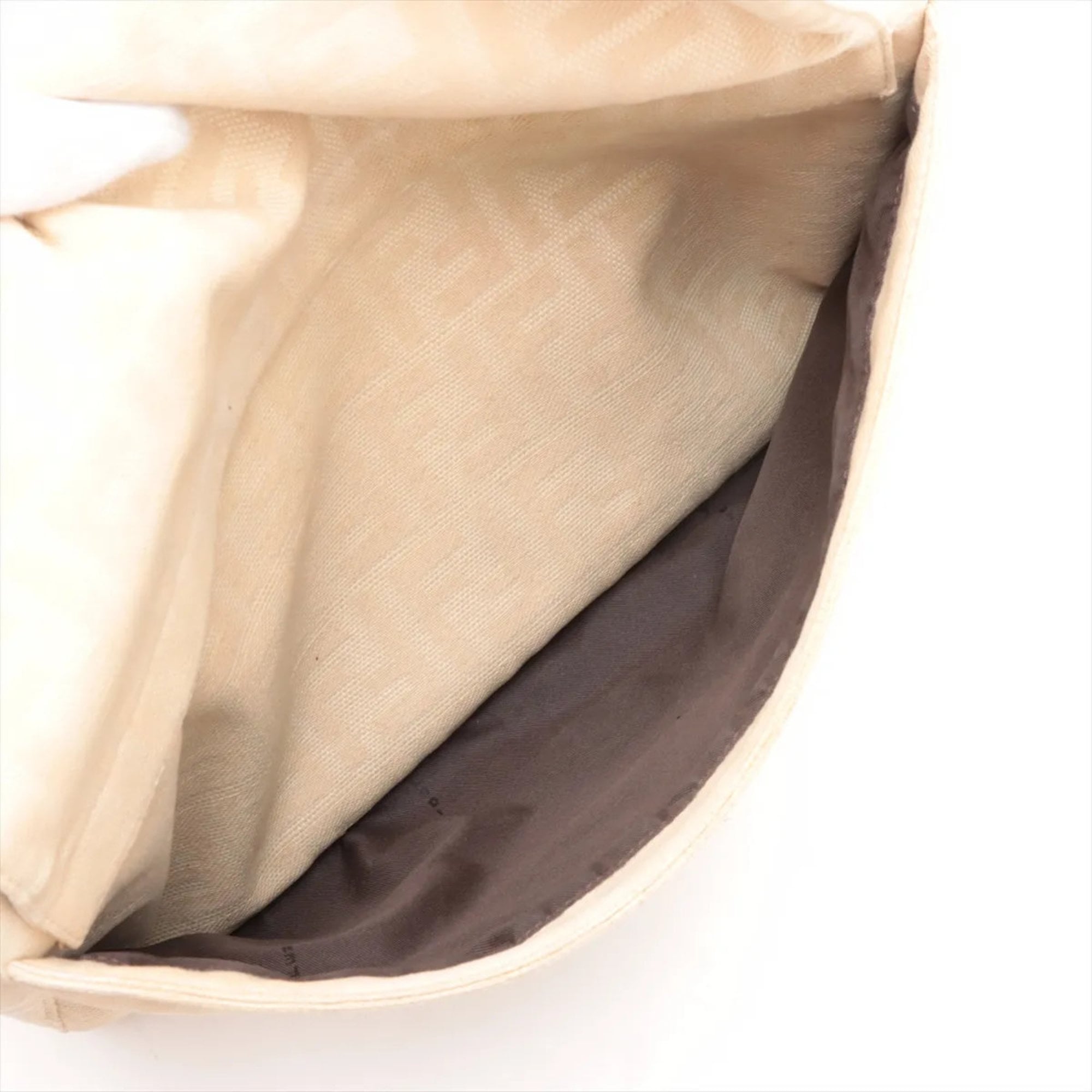 Fendi Beige Leather Canvas Shoulder Bag (Pre-Owned)