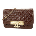 Chanel Bordeaux Patent Leather Chain/Shoulder Wallet (Pre-Owned)