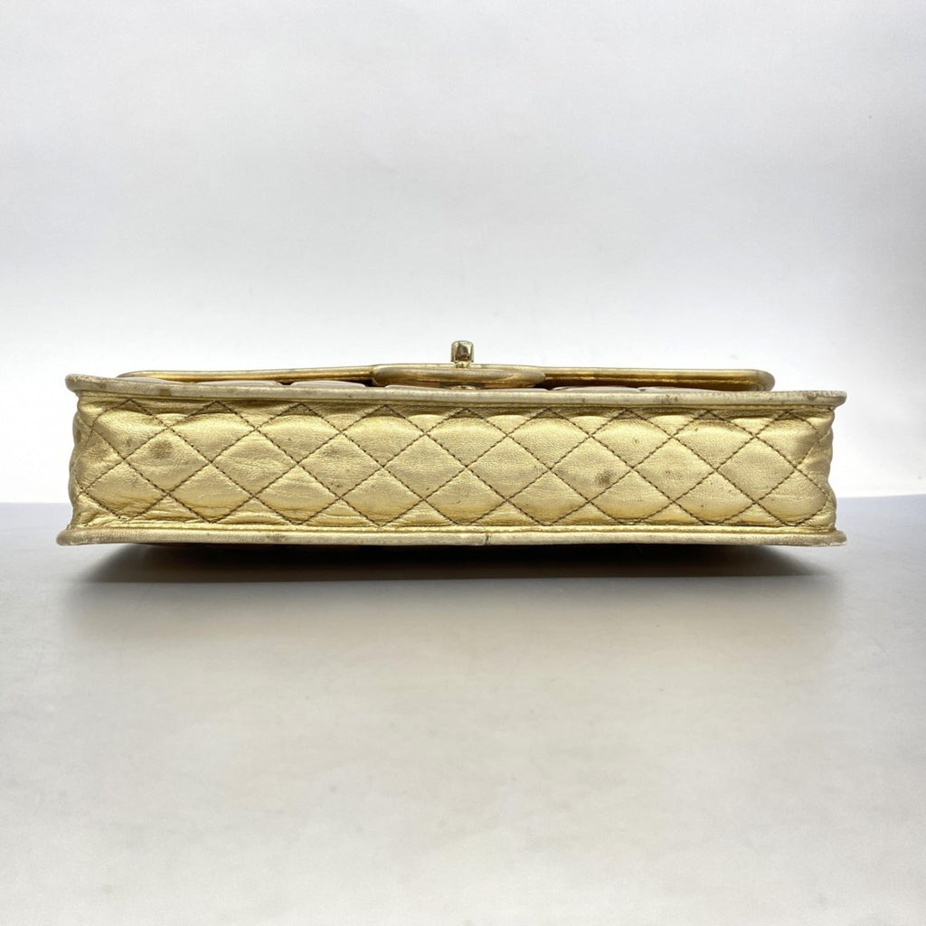 Chanel Champagne Champagne Gold Leather Vinyl Shoulder Bag (Pre-Owned)