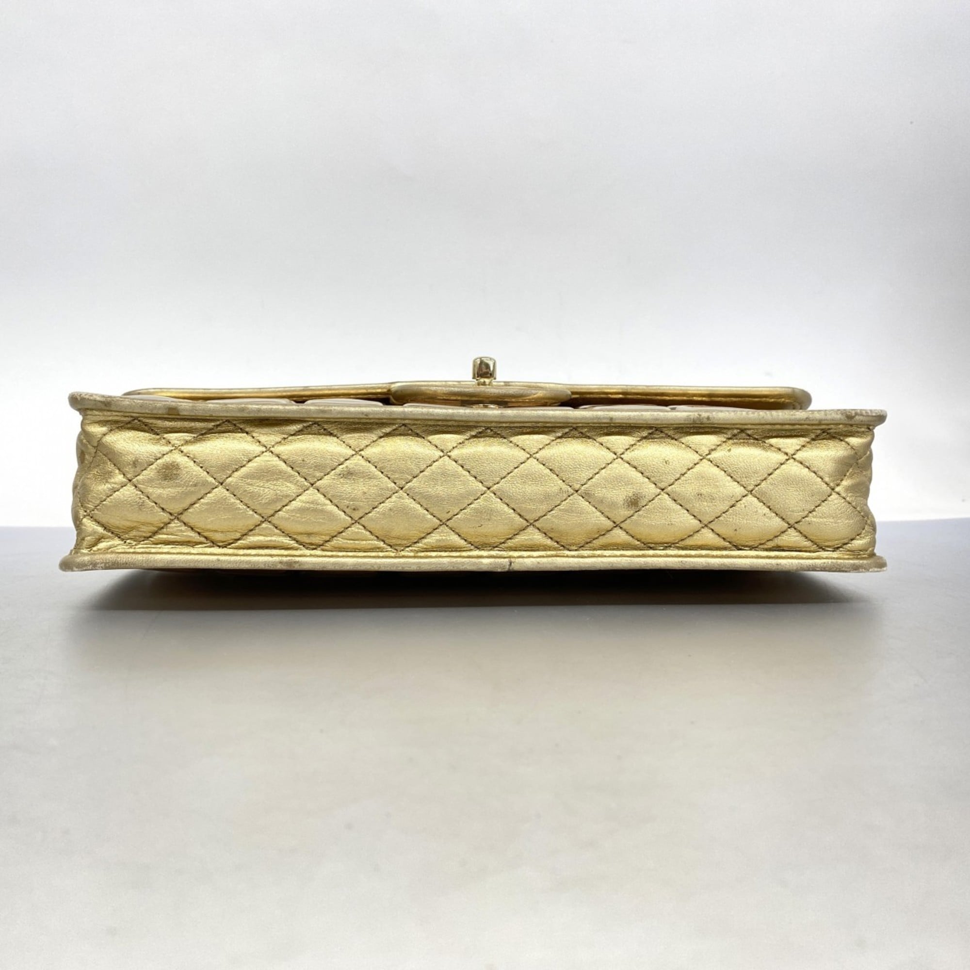 Chanel Champagne Champagne Gold Leather Vinyl Shoulder Bag (Pre-Owned)