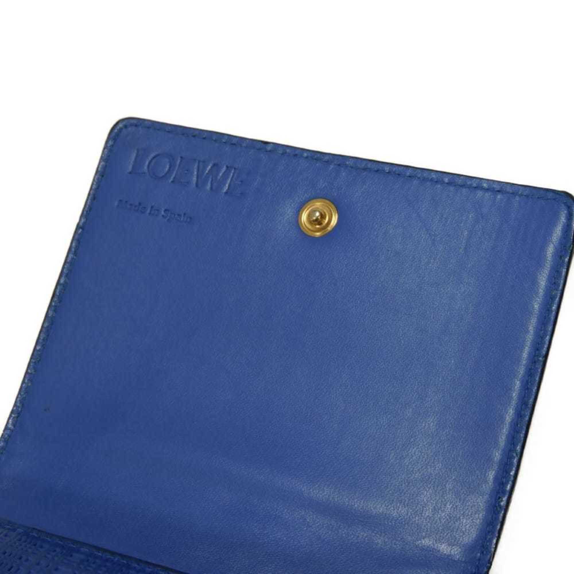 Loewe Linen Blue Leather Wallet (Tri-Fold) (Pre-Owned)