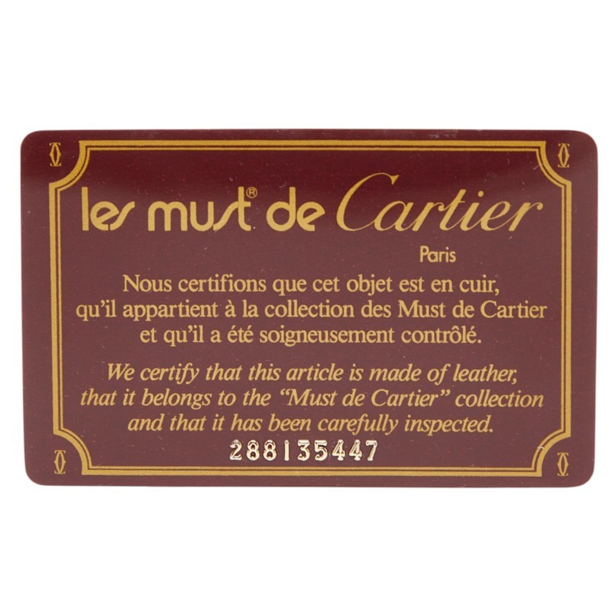 Cartier Bordeaux Wine Red Leather Long Bill Wallet (Bi-Fold) (Pre-Owned)
