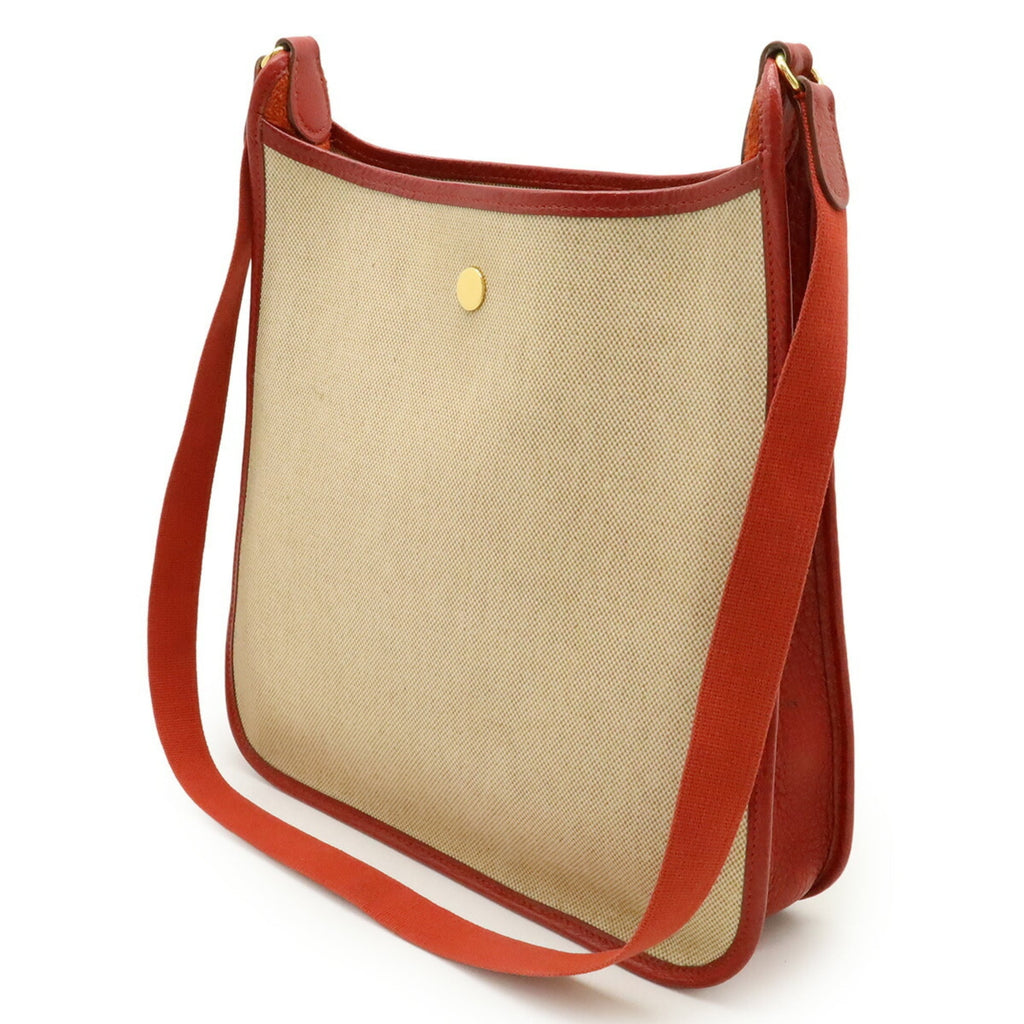 Hermes Vespa Beige Red Color Toile H Leather Shoulder Bag (Pre-Owned)