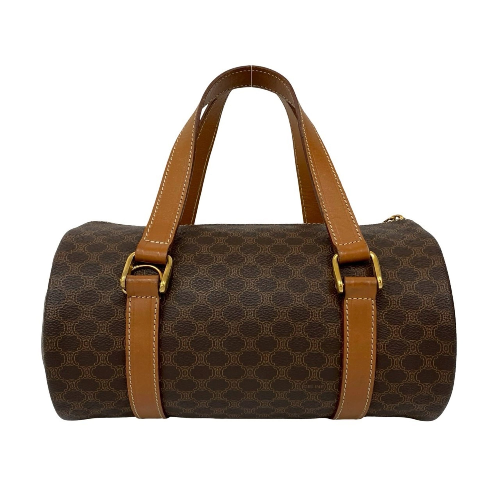 Celine Brown Leather Pvc Boston Bag Handbag (Pre-Owned)