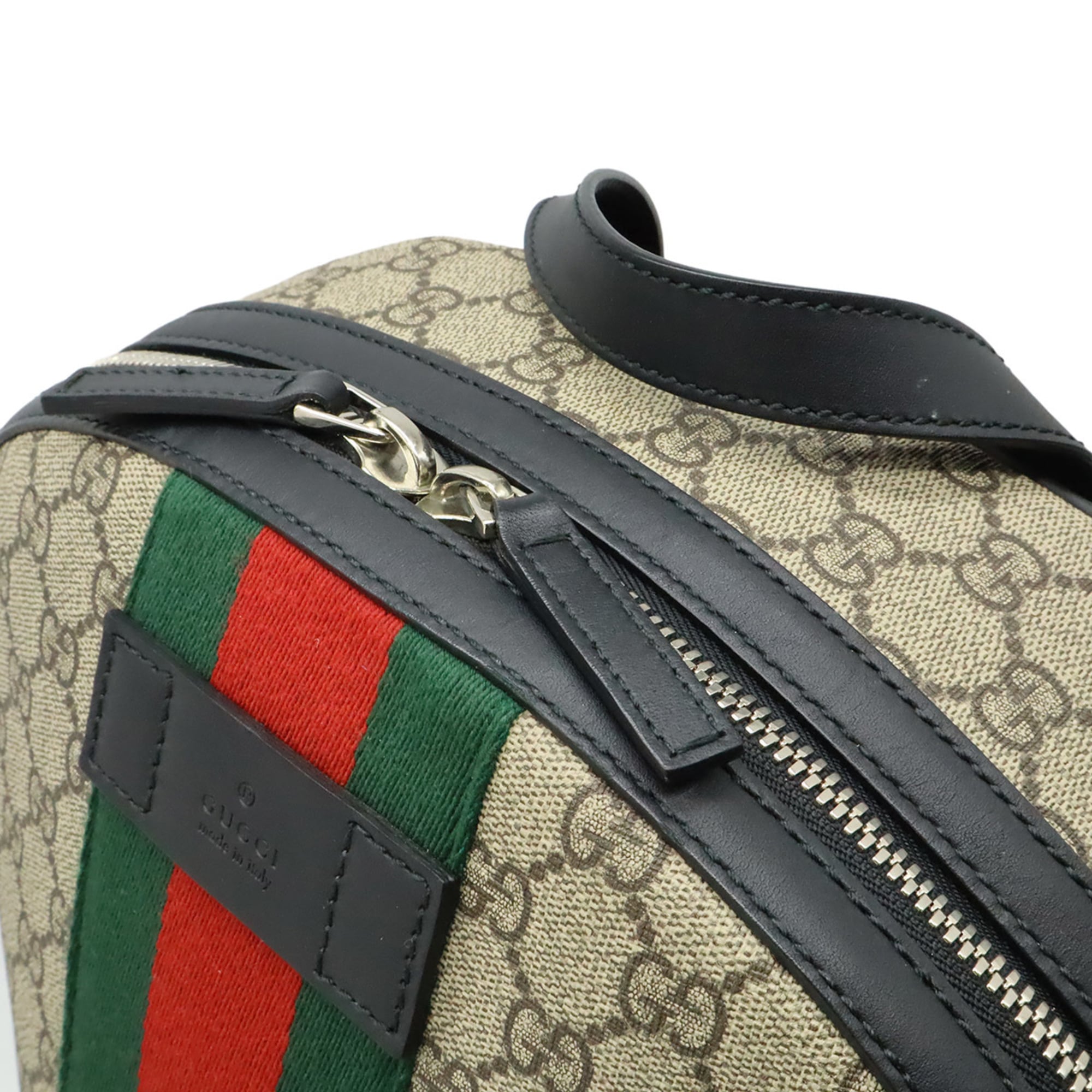 Gucci Sherry Line Beige Black Green Red Color Gg Supreme Leather Backpack (Pre-Owned)