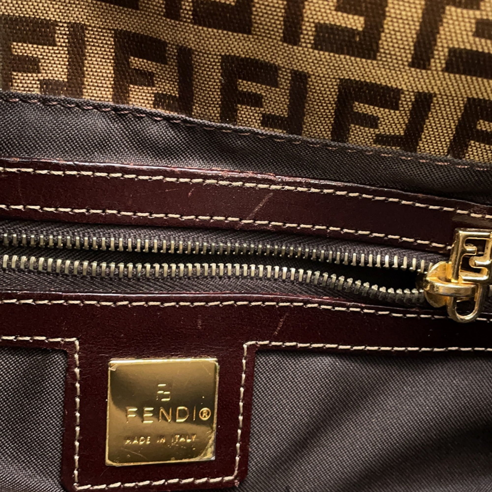 Fendi Zucchino Brown Patent Leather Handbag (Pre-Owned)