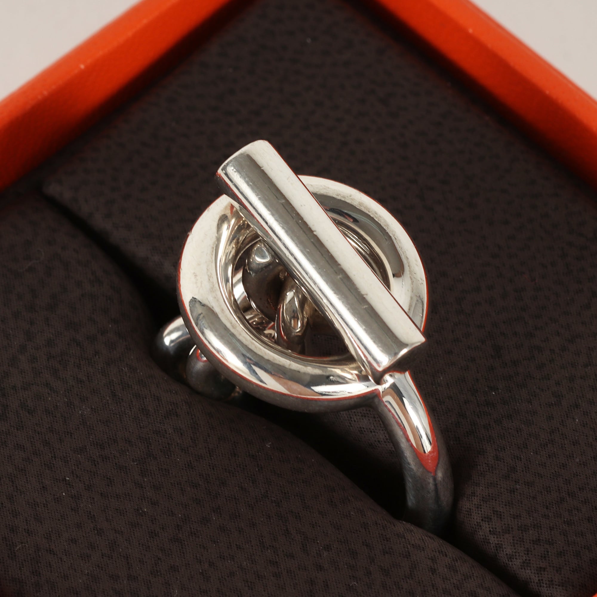Hermes Silver Silver 925 Band Ring (Pre-Owned)