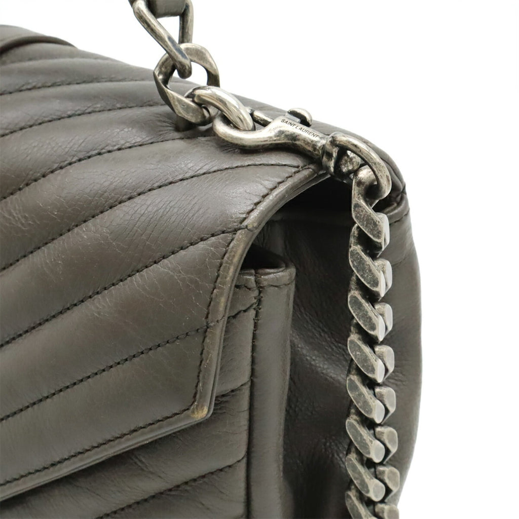 Yves Saint Laurent Gray Leather Handbag Shoulder Bag (Pre-Owned)