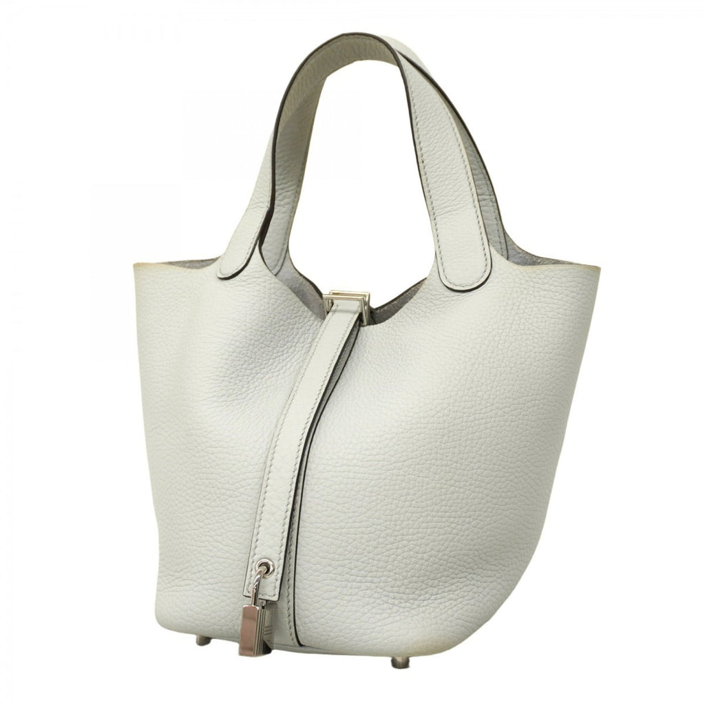 Hermes Silver Taurillon Clemence Leather Handbag (Pre-Owned)