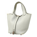 Hermes Silver Taurillon Clemence Leather Handbag (Pre-Owned)