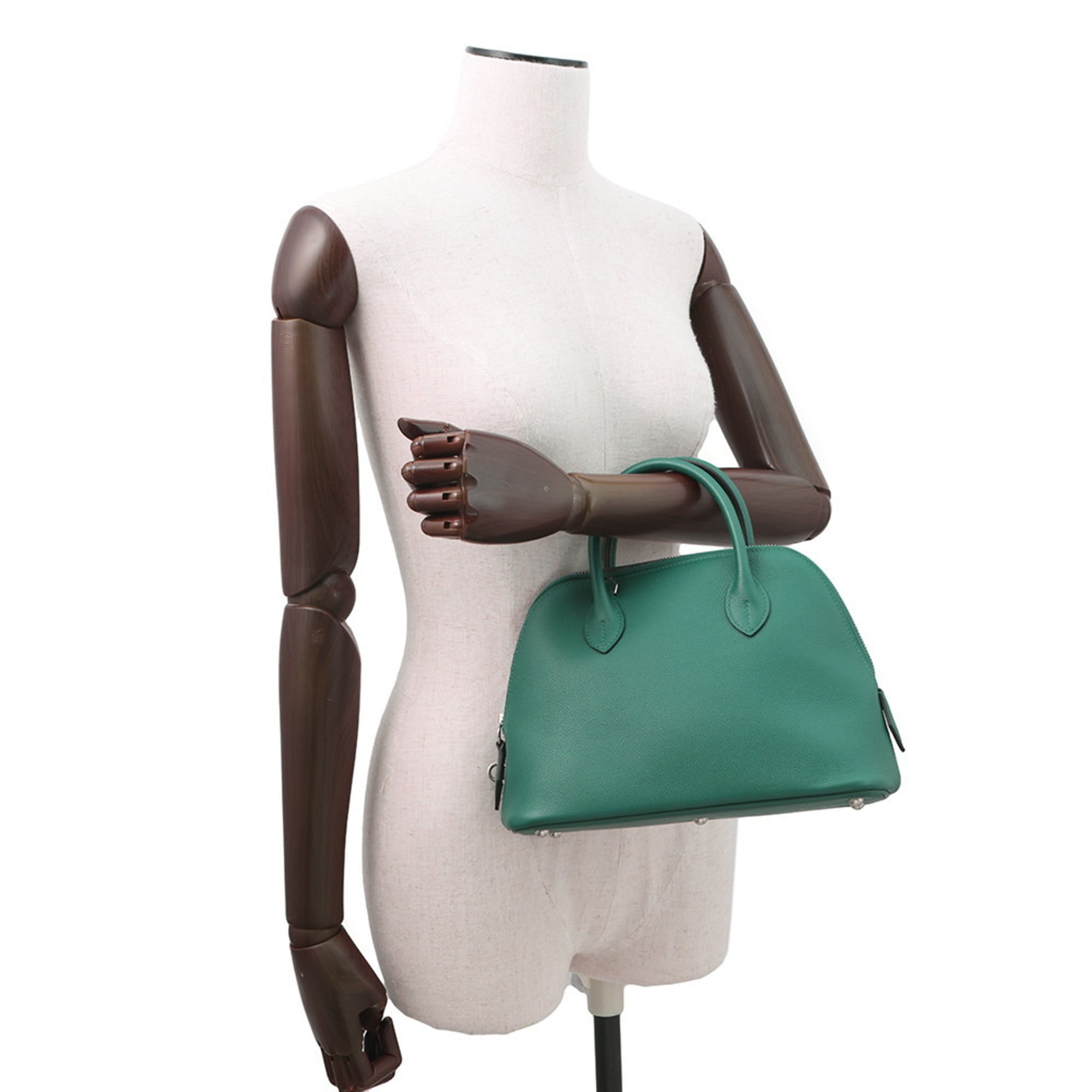 Hermes Bolide Vert Leather Handbag (Pre-Owned)