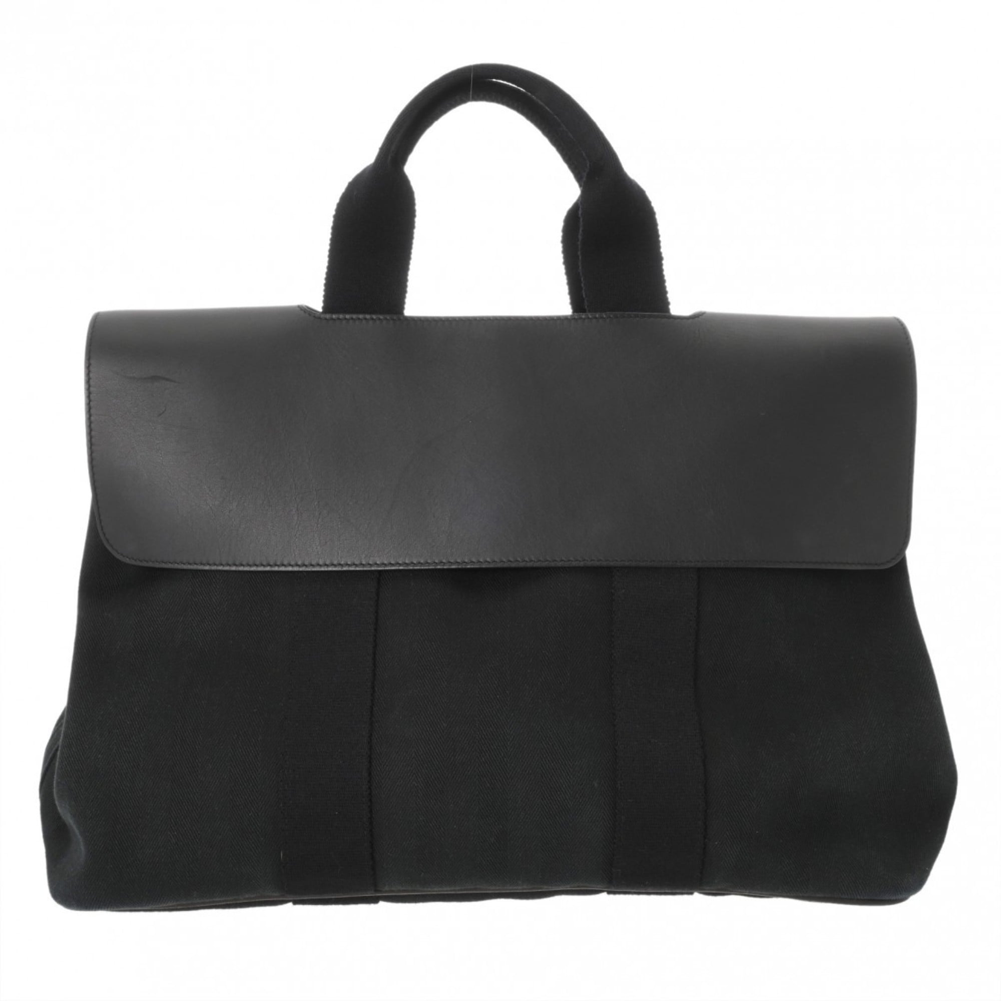 Hermes Black Toile Chevron Handbag (Pre-Owned)
