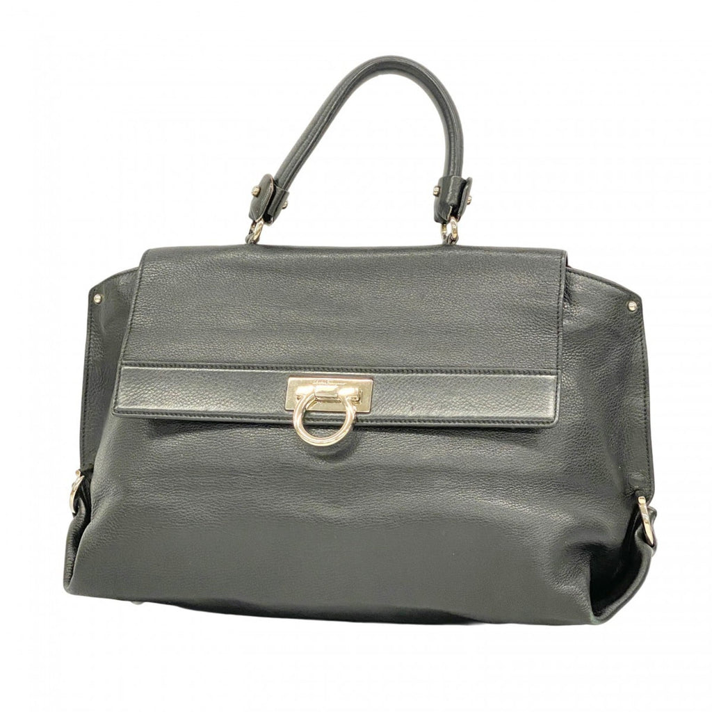 Salvatore Ferragamo Black Leather Handbag (Pre-Owned)