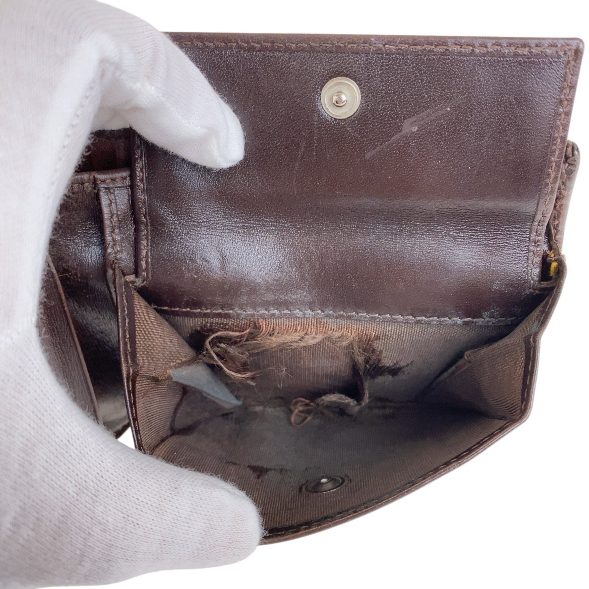 Fendi Brown Leather Canvas Wallet (Bi-Fold) (Pre-Owned)