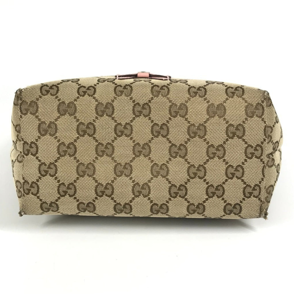 Gucci Beige Pink Gg Canvas Leather Handbag Tote Bag (Pre-Owned)