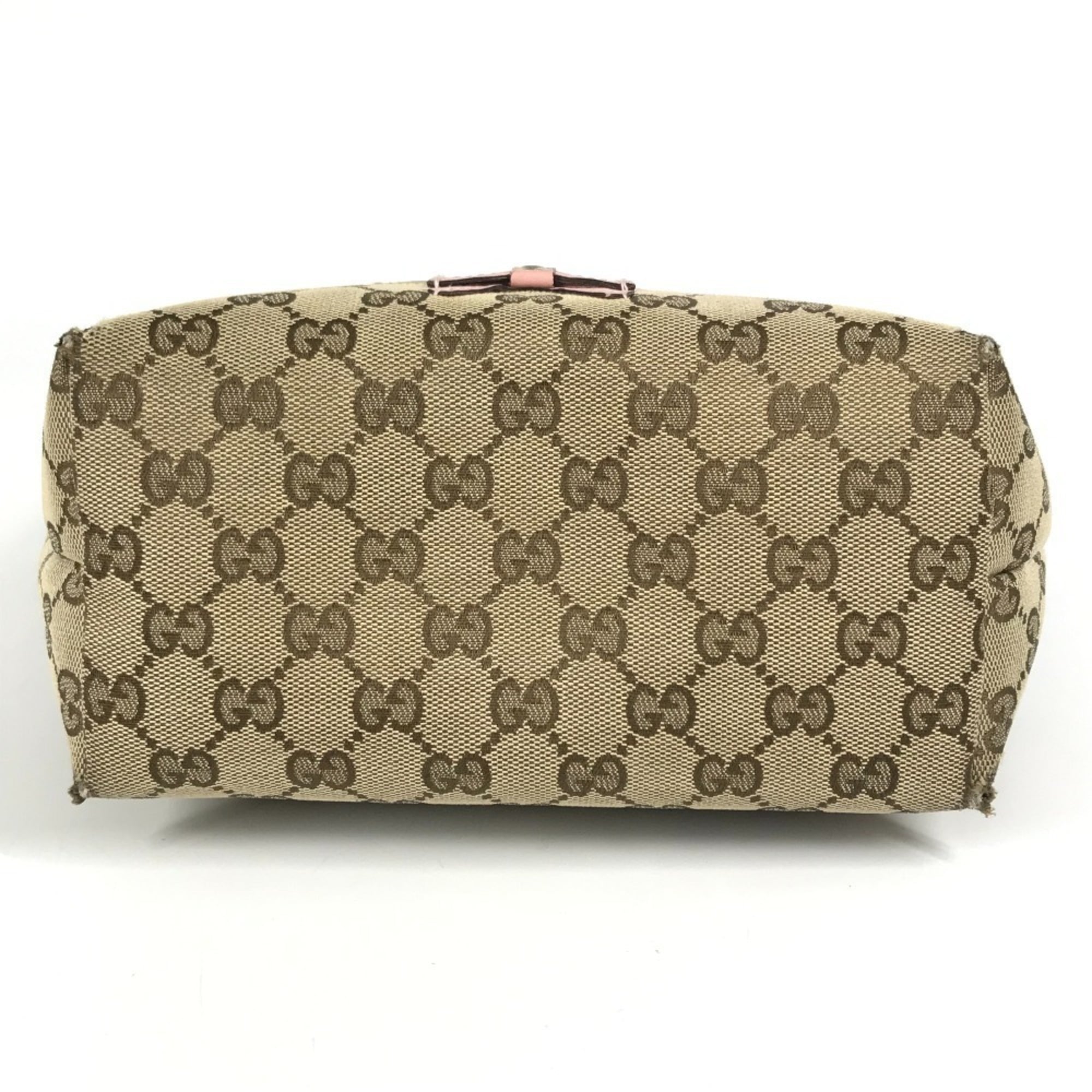 Gucci Beige Pink Gg Canvas Leather Handbag Tote Bag (Pre-Owned)