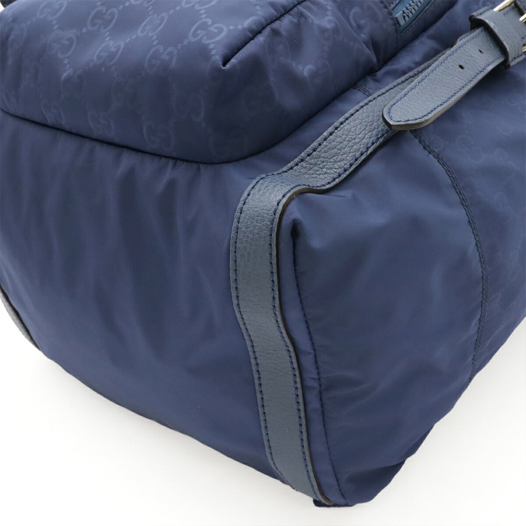 Gucci Navy Nylon Leather Backpack (Pre-Owned)