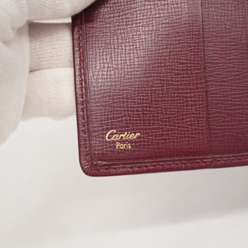 Cartier Bordeaux Leather Wallet (Tri-Fold) (Pre-Owned)