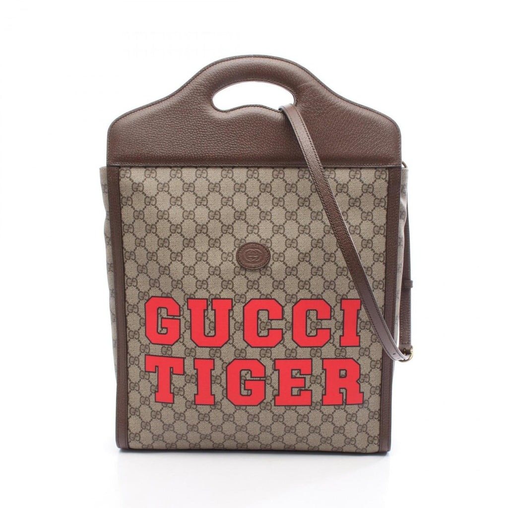 Gucci Beige Brown Multi-Color Gg Supreme Leather Handbag Tote Bag (Pre-Owned)
