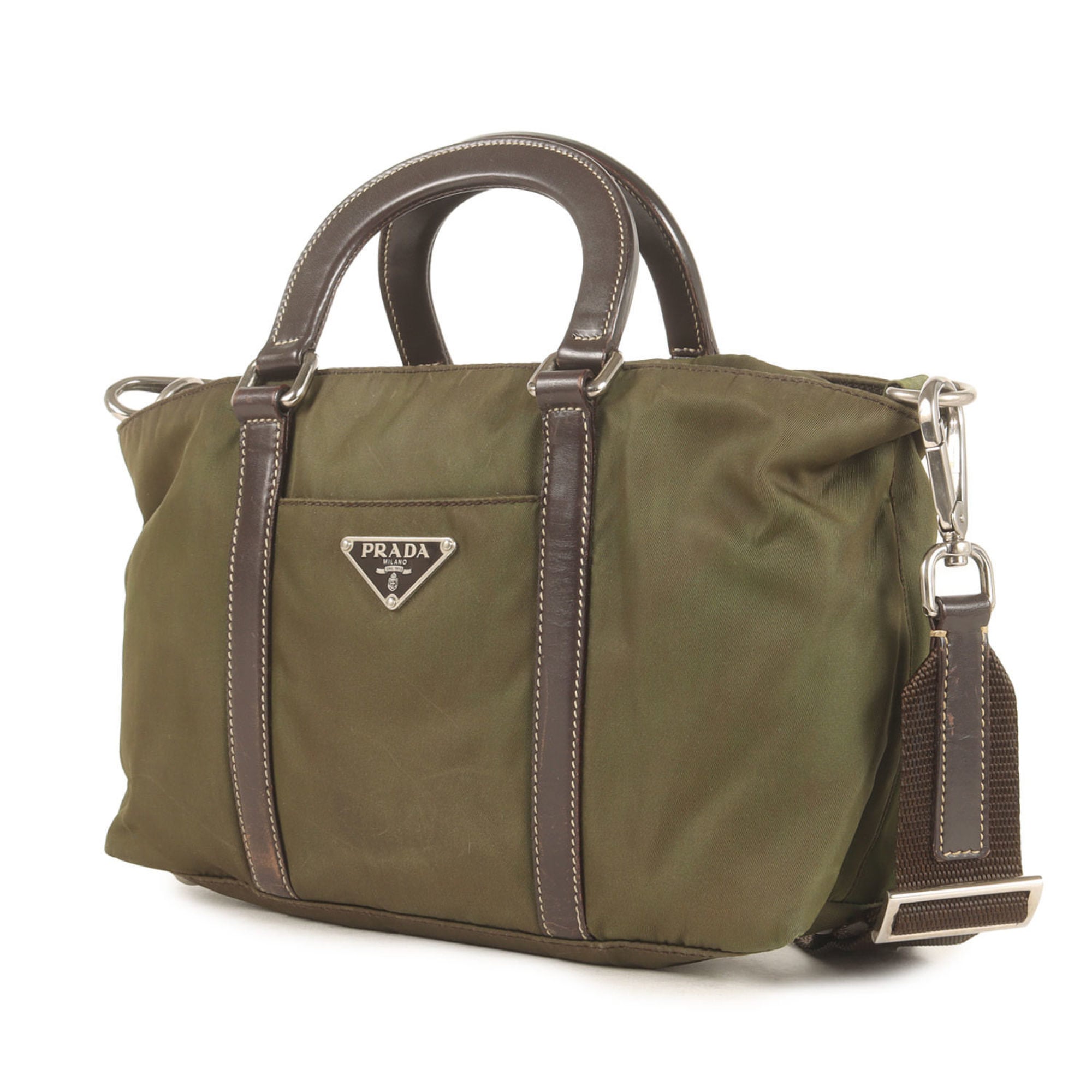 Prada Khaki Nylon Handbag (Pre-Owned)