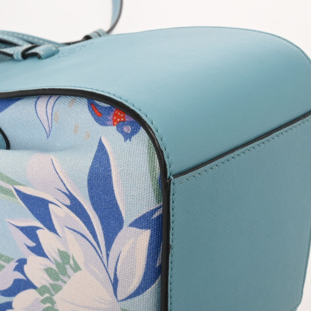 Loewe Blue Leather Canvas Shoulder Bag (Pre-Owned)