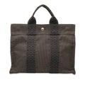 Hermes Black Gray Canvas Handbag Tote Bag (Pre-Owned)