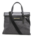 Bvlgari Black Gray Canvas Leather Handbag (Pre-Owned)