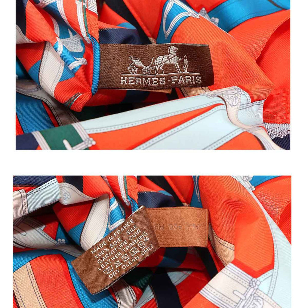Hermes Multi-Color Orange Silk Leather Shoulder Bag (Pre-Owned)