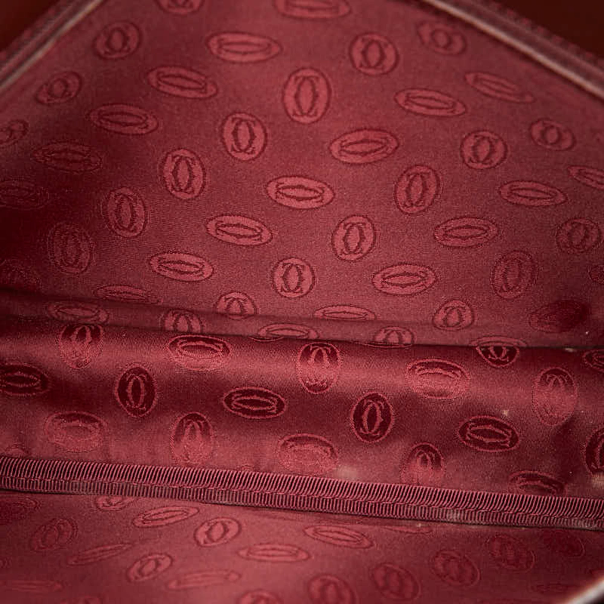 Cartier Bordeaux Wine Red Leather Shoulder Bag (Pre-Owned)