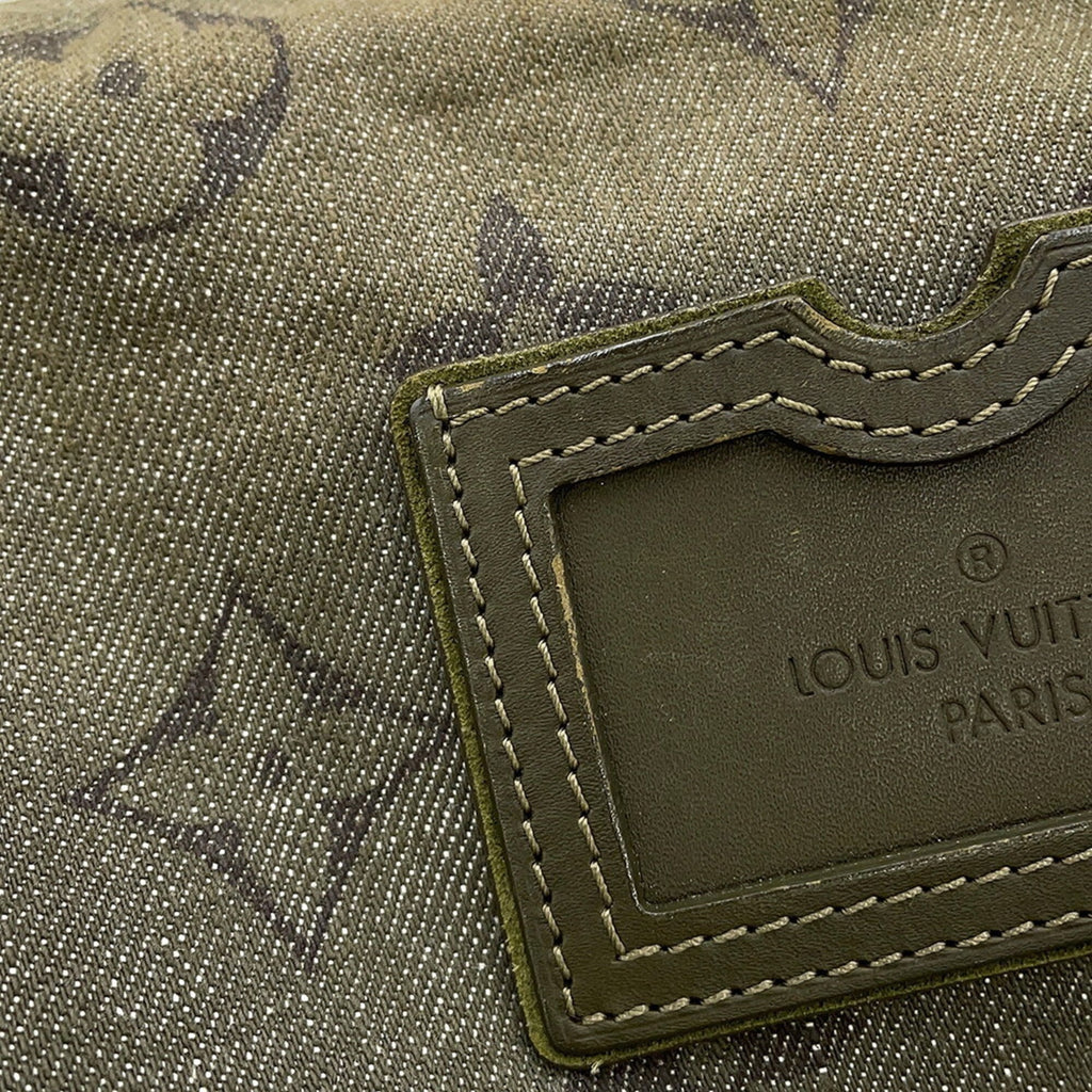 Louis Vuitton Monogram Impression Khaki Denim Shoulder Bag (Pre-Owned)