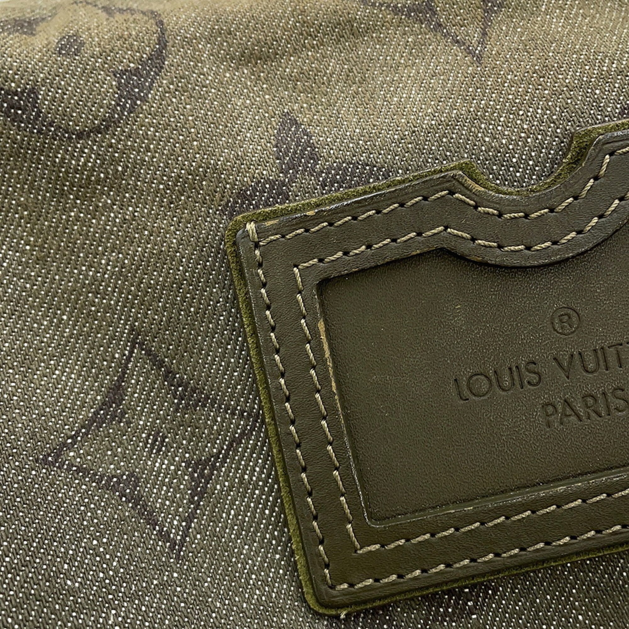 Louis Vuitton Monogram Impression Khaki Denim Shoulder Bag (Pre-Owned)