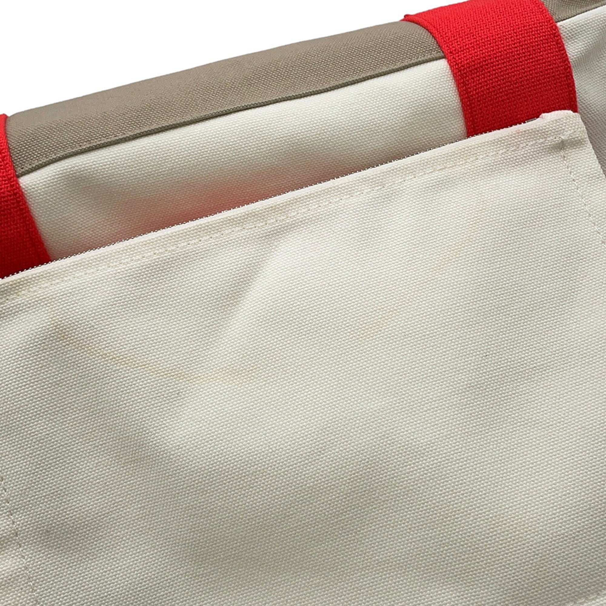 Hermes Adada Bougainvillier Gray White Canvas Tote Bag (Pre-Owned)
