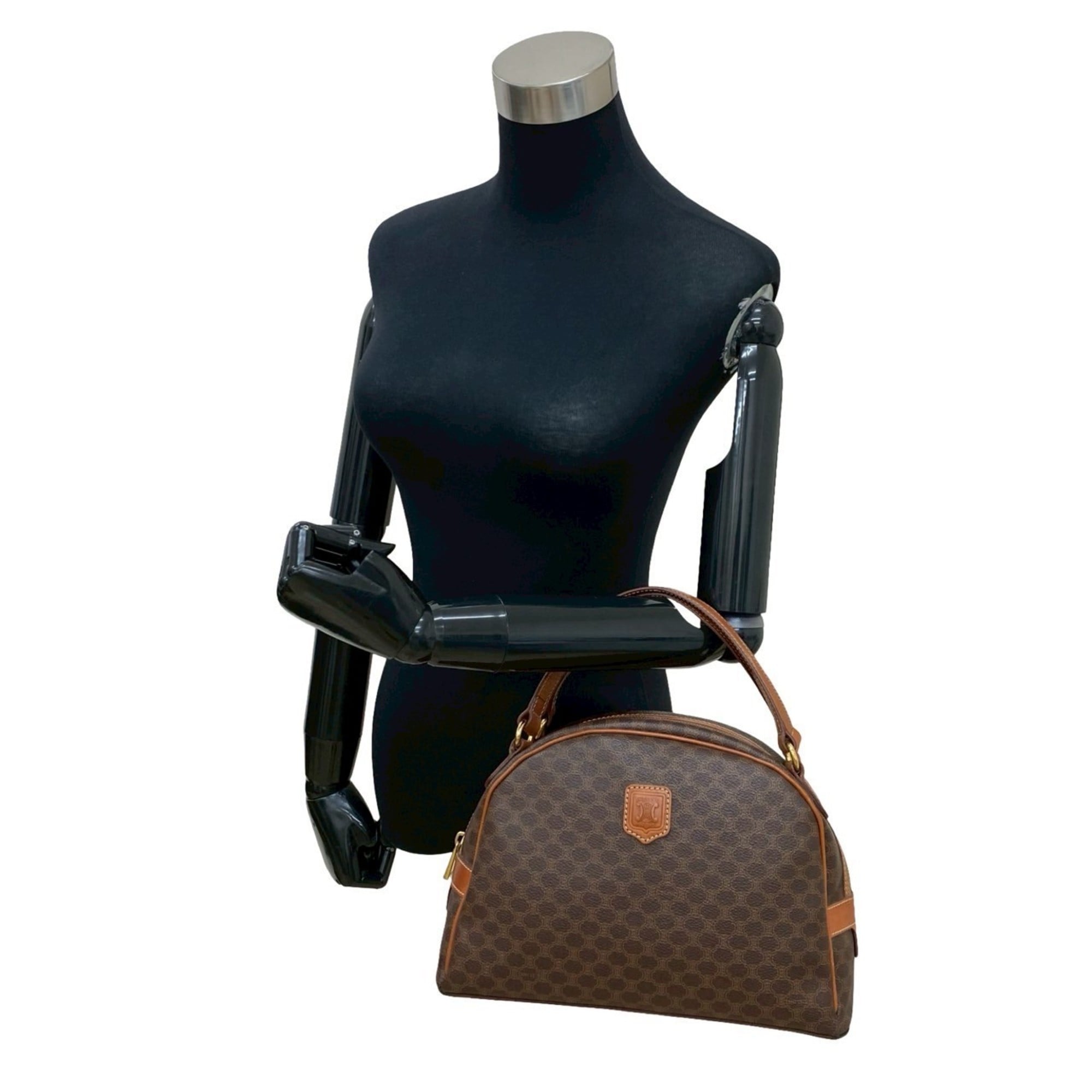 Celine Brown Leather Pvc Boston Bag Handbag (Pre-Owned)