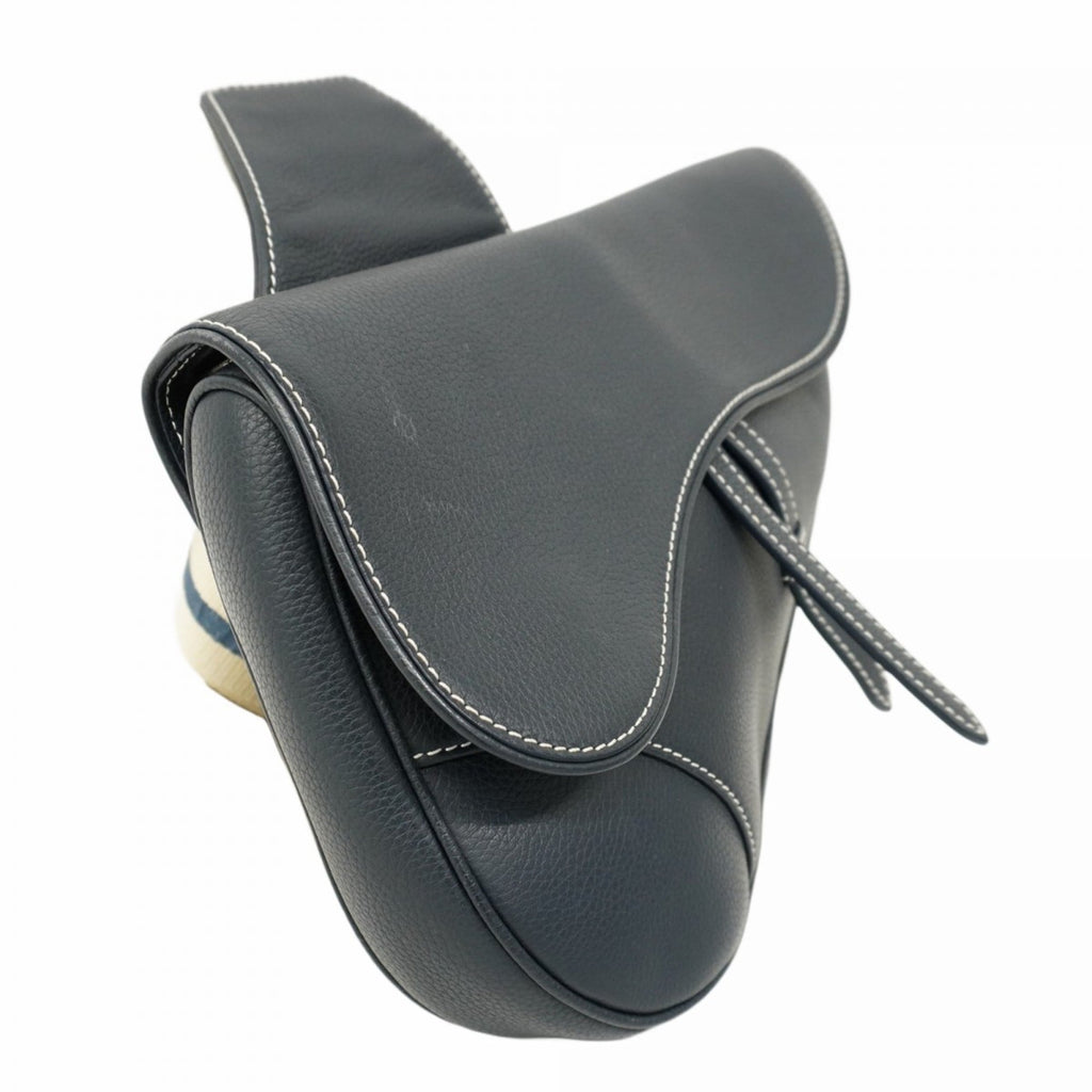 Christian Dior Navy Leather Saddle Bag Shoulder Bag (Pre-Owned)