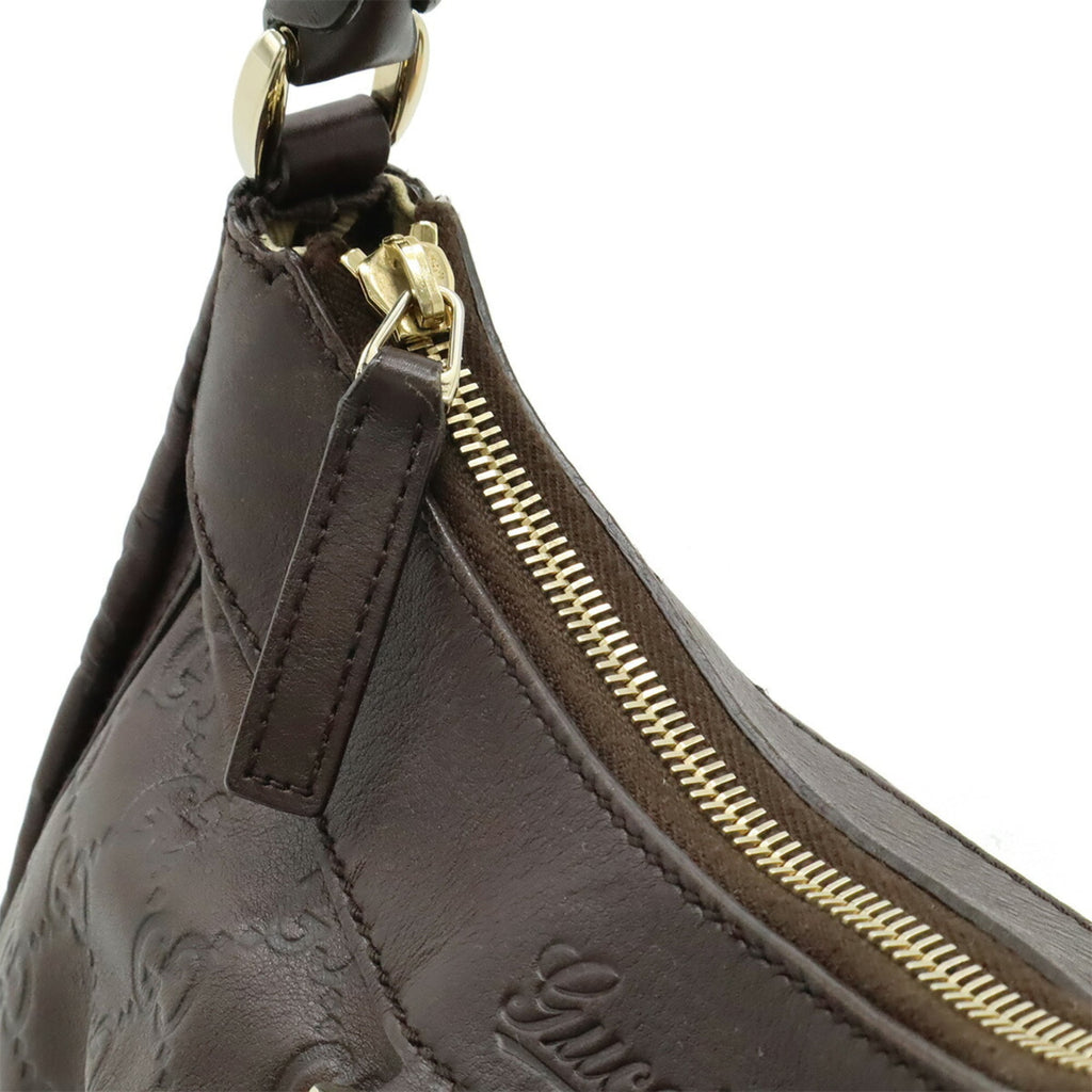 Gucci Abbey Dark Brown Gg Leather Shoulder Bag (Pre-Owned)