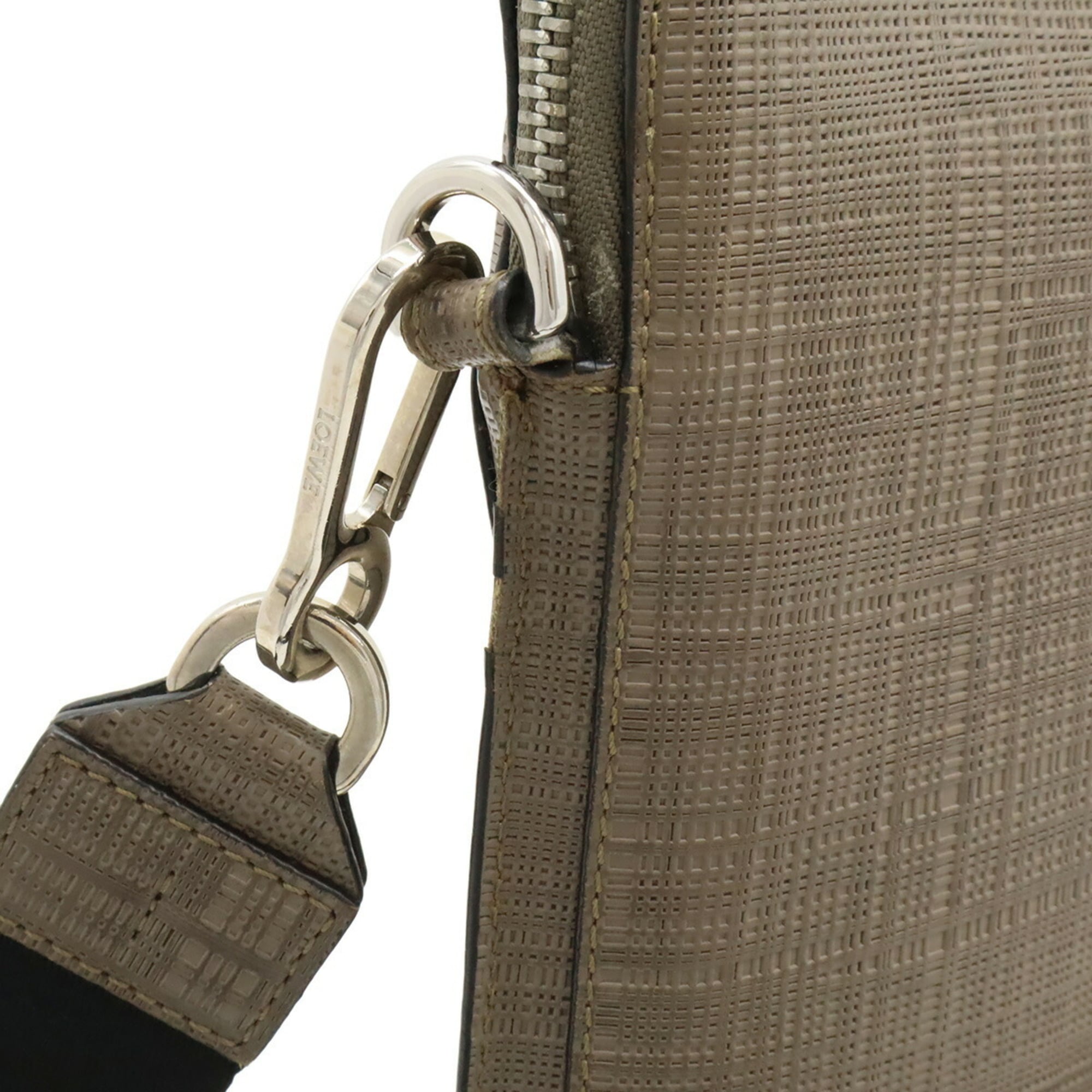 Loewe Linen Gray Grayish Leather Shoulder Bag (Pre-Owned)