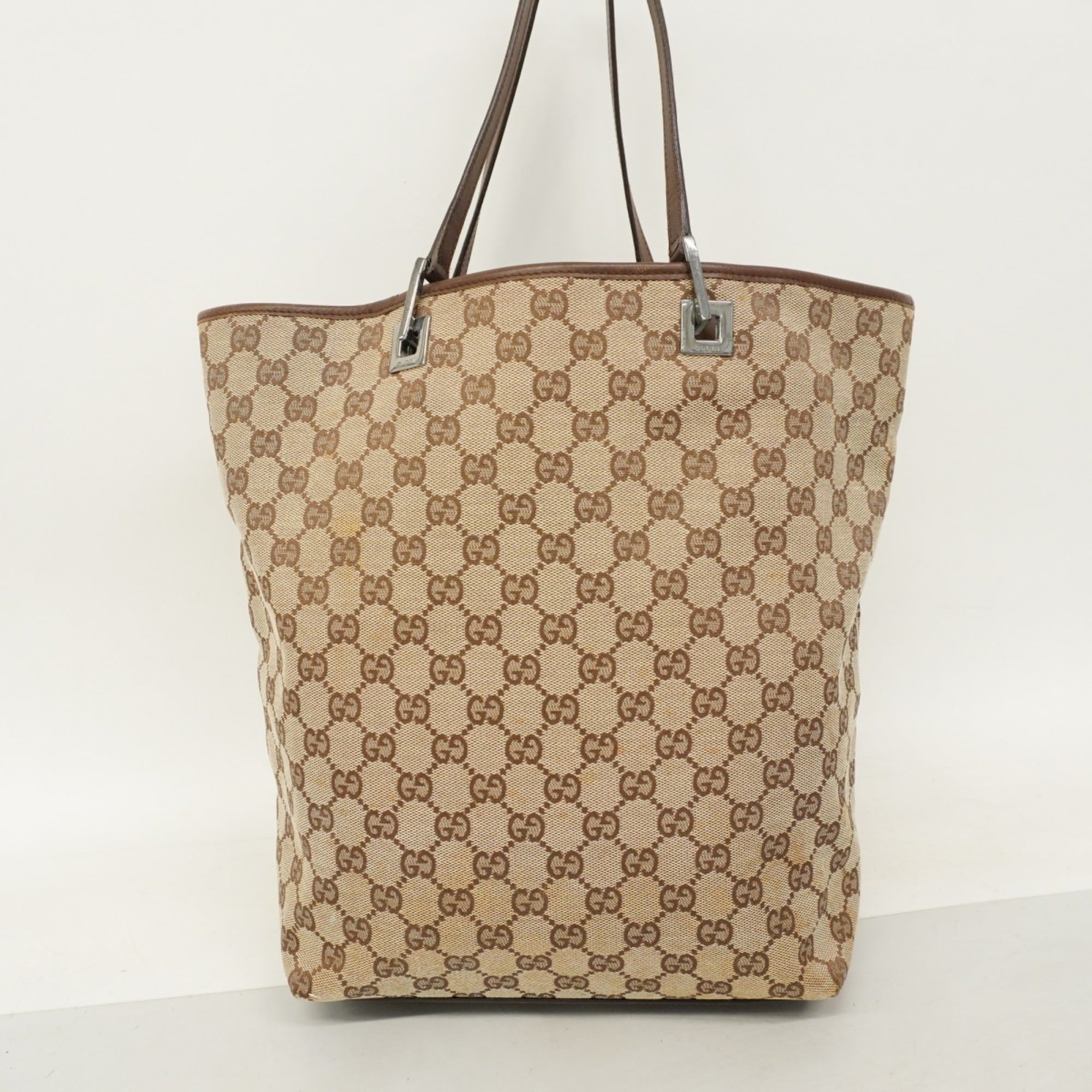 Gucci Beige Brown Canvas Tote Bag (Pre-Owned)