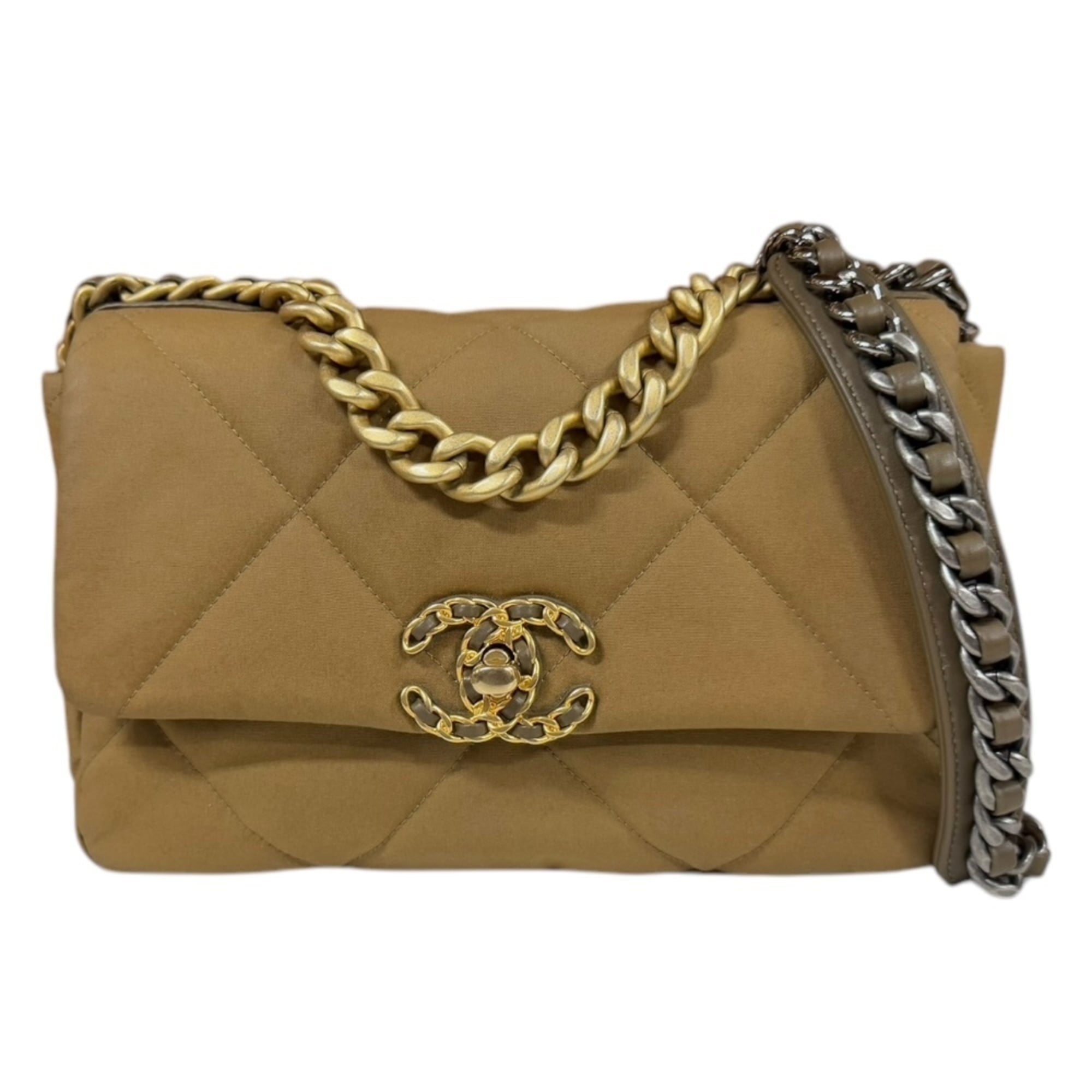 Chanel Brown Cotton Canvas Shoulder Bag (Pre-Owned)