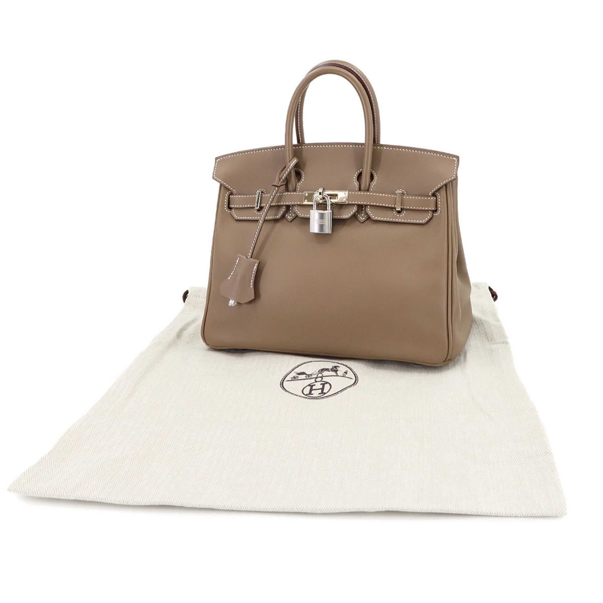 Hermes Etoupe Gray Swift Leather Handbag (Pre-Owned)