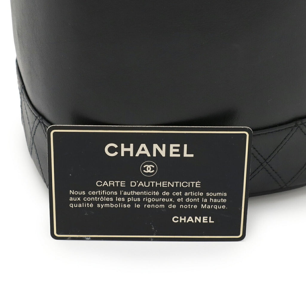 Chanel Black Leather Handbag Pouch Vanity Bag (Pre-Owned)