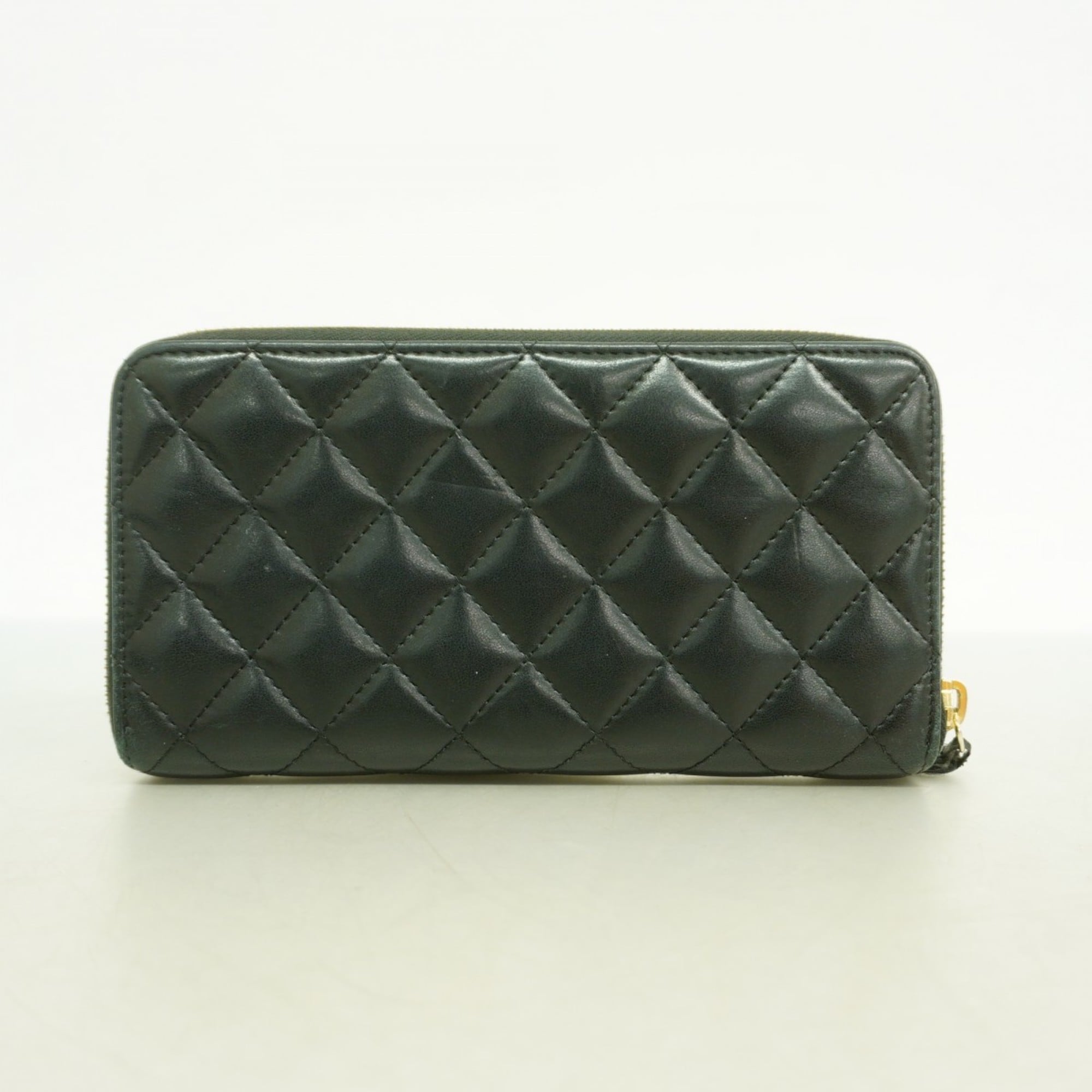 Chanel Black Leather Long Wallet (Bi-Fold) (Pre-Owned)