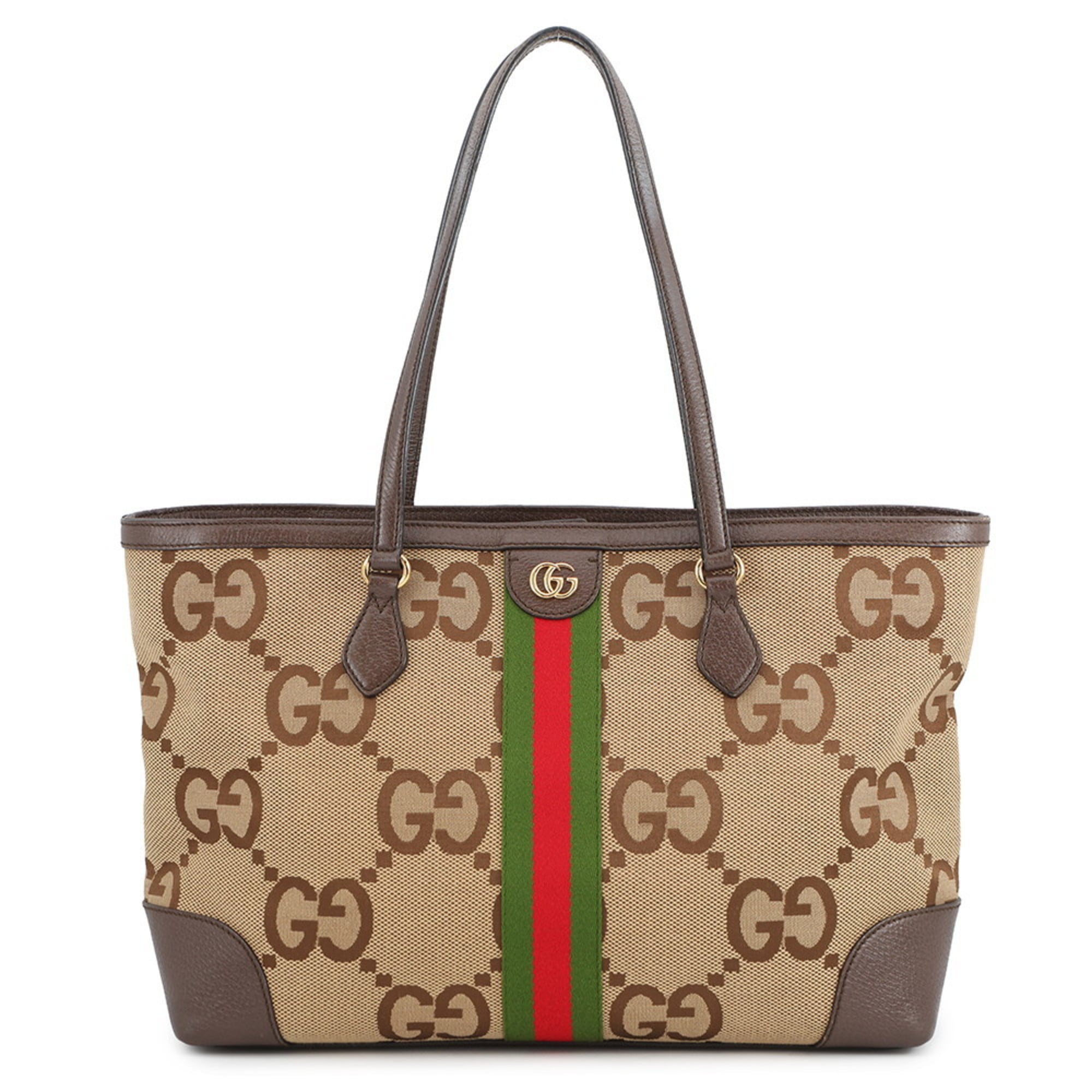 Gucci Ophidia Beige Brown Canvas Leather Tote Bag (Pre-Owned)