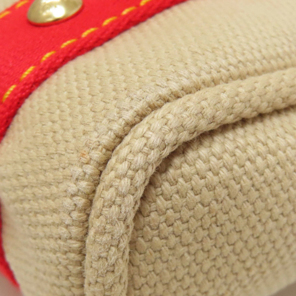 Louis Vuitton Beige Red Color Canvas Handbag (Pre-Owned)