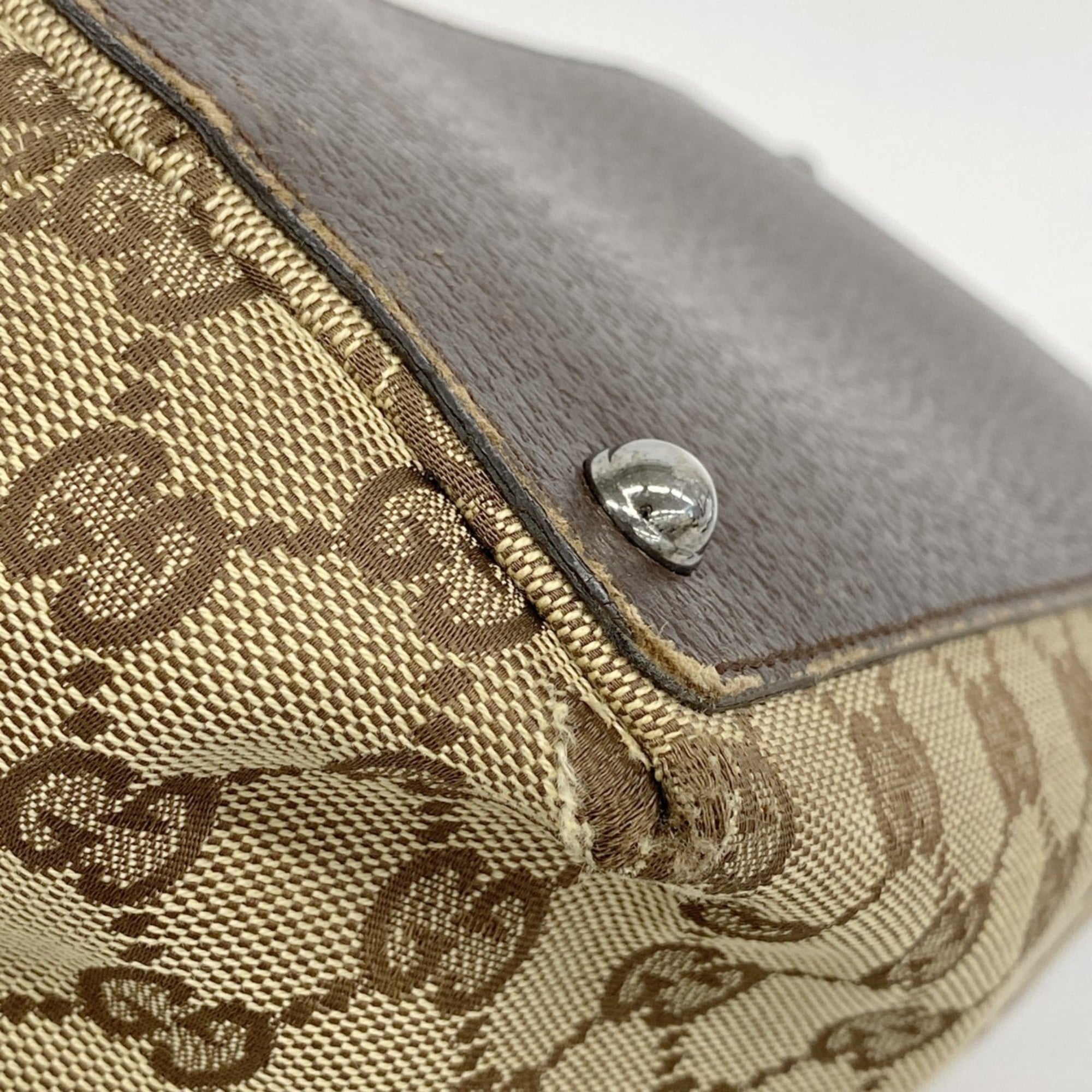 Gucci Beige Brown Canvas Tote Bag (Pre-Owned)