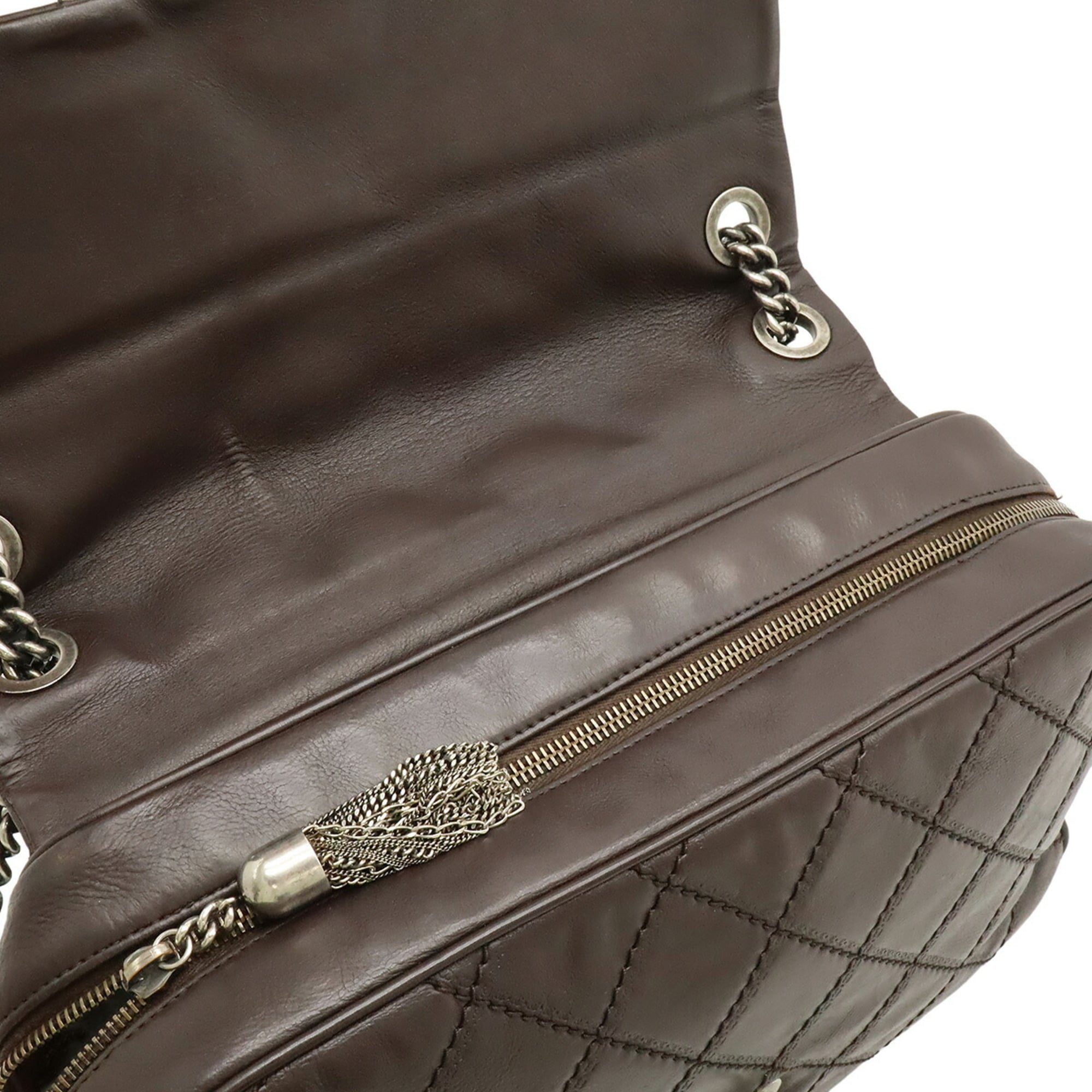 Chanel Wild Stitch Dark Brown Leather Shoulder Bag (Pre-Owned)