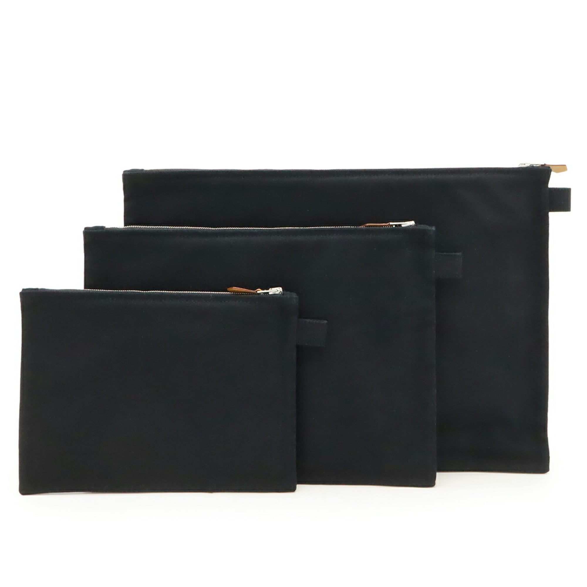 Hermes Black Cotton Canvas Clutch Bag Pouch (Pre-Owned)