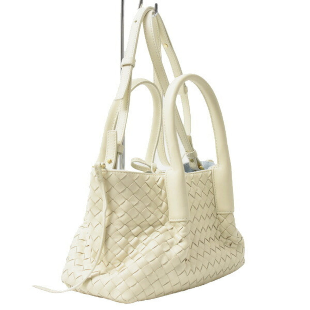 Bottega Veneta Intrecciato Ivory White Intrecciato Shoulder Bag (Pre-Owned)