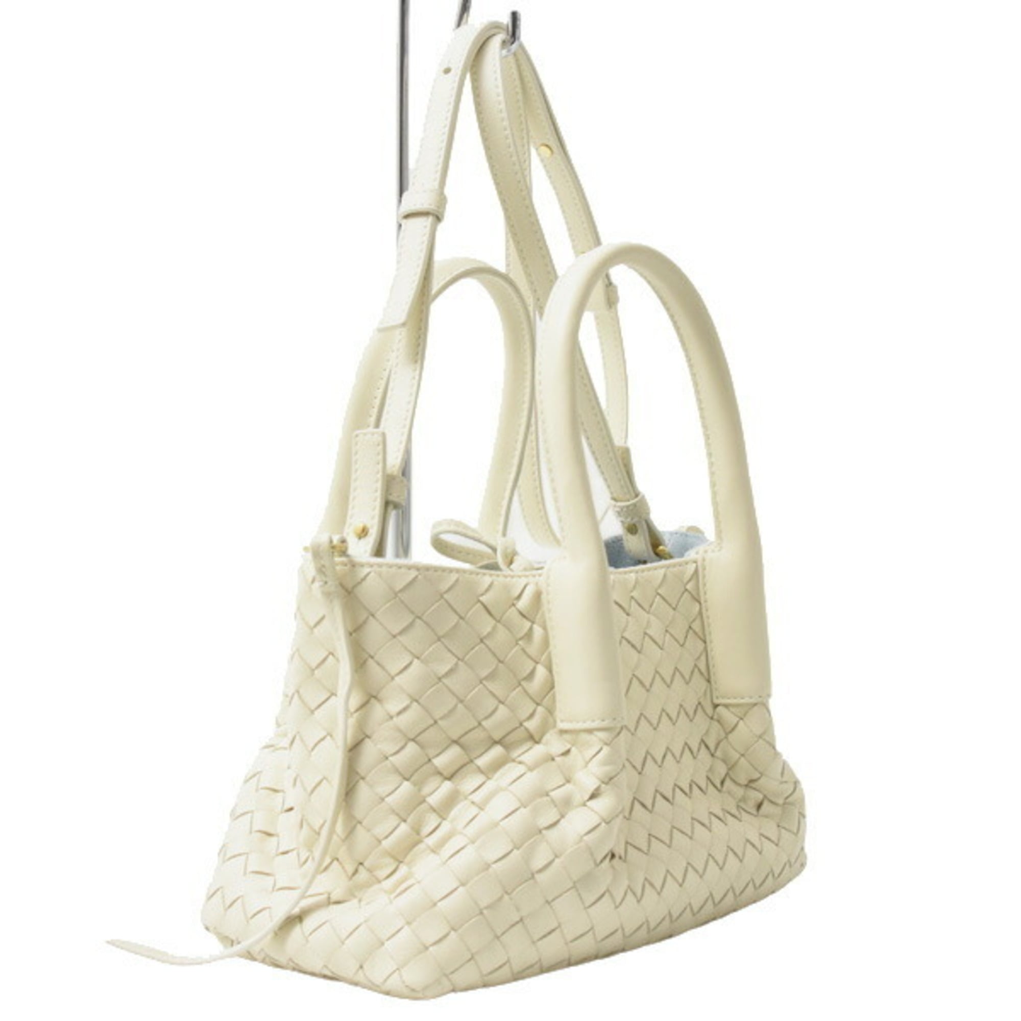 Bottega Veneta Intrecciato Ivory White Intrecciato Shoulder Bag (Pre-Owned)
