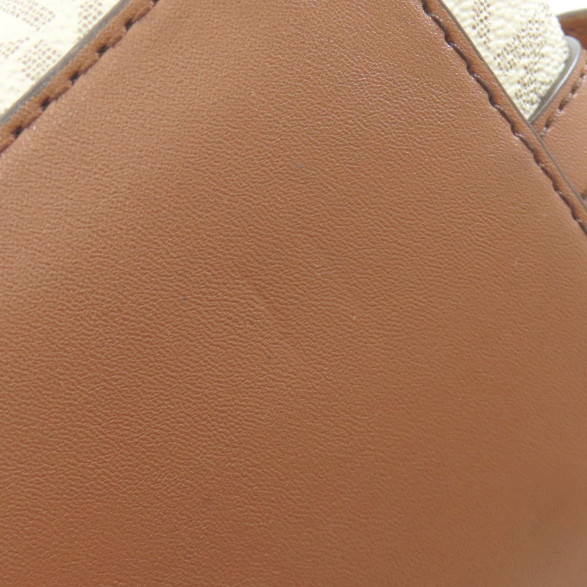 Michael Kors Brown White Leather Pvc Backpack (Pre-Owned)