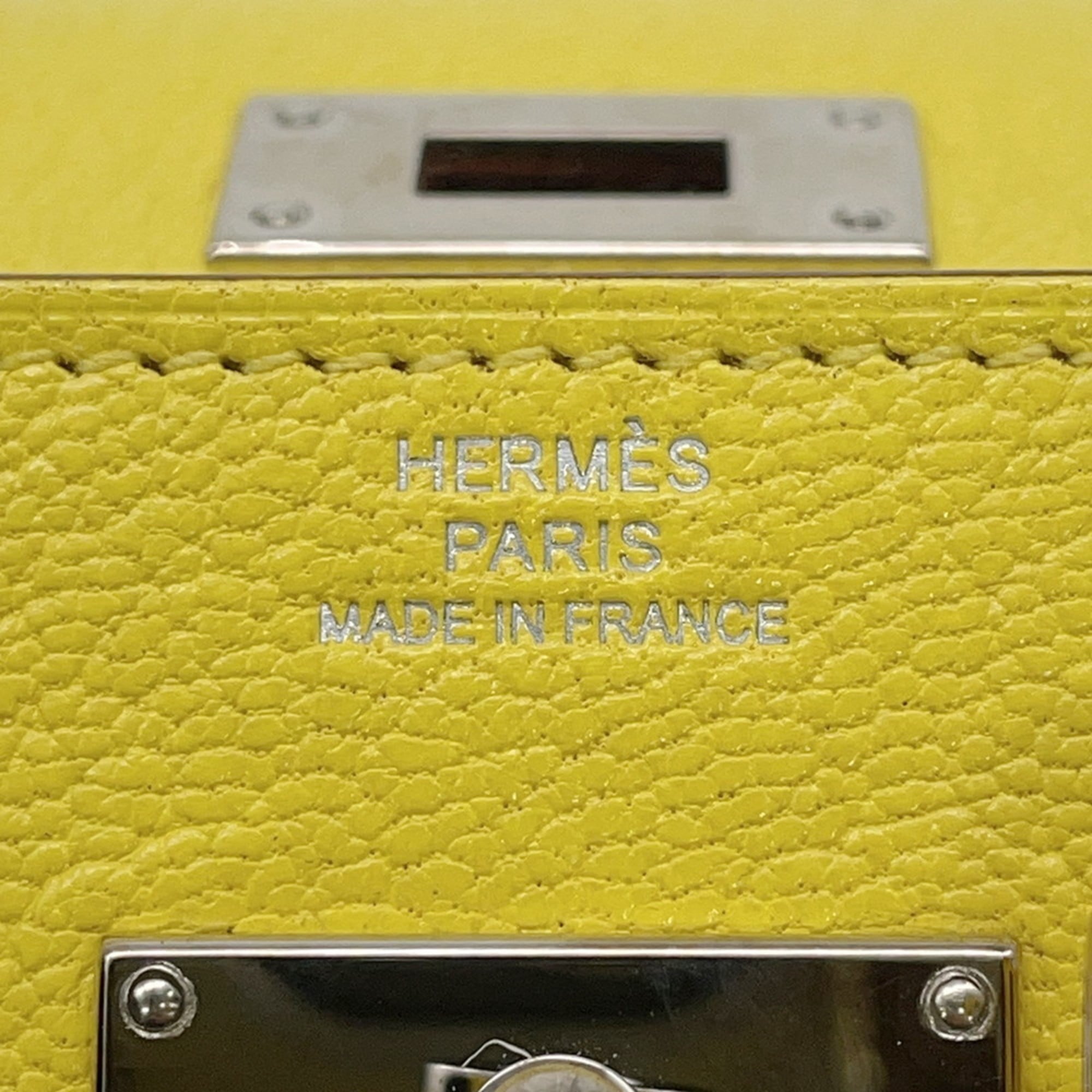 Hermes Kelly Lime Chevre Myzore Leather Chain/Shoulder Wallet (Pre-Owned)